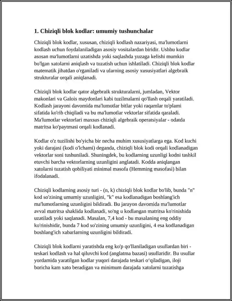 Chiziqli Kodlar va Ularni Tuzish 3