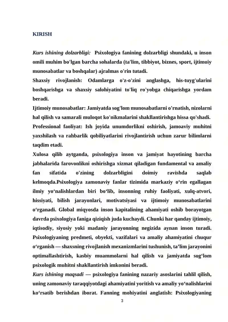 Psixologiya fanining predmeti, vazifalari, obyekti va ahamiyati 3