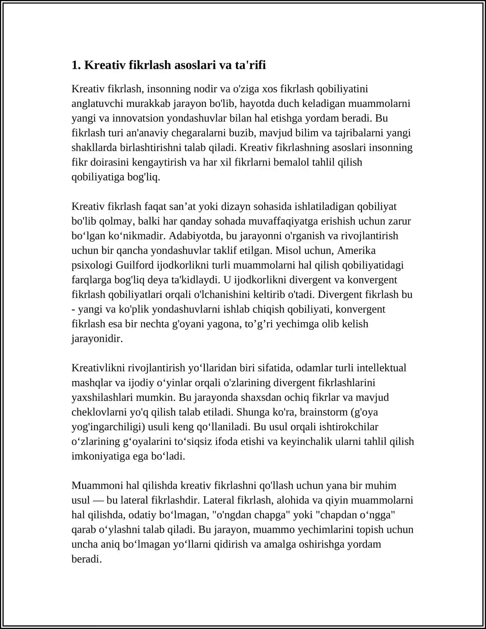 KREATIV FIKRLASH VA UNI RIVOJLANTIRISH YO'LLARI 3
