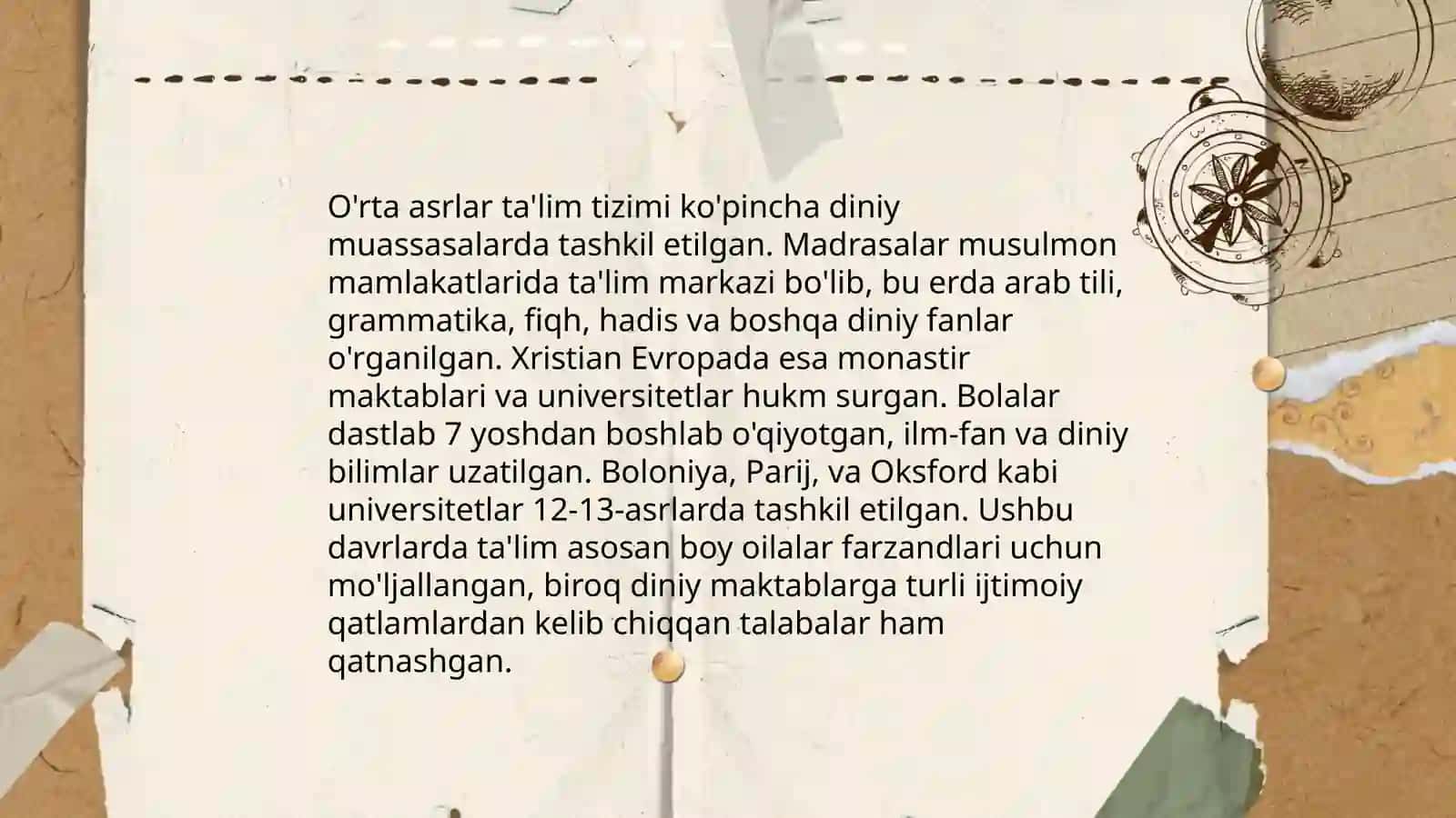 O'rta asrlar ta'lim tizimi 3