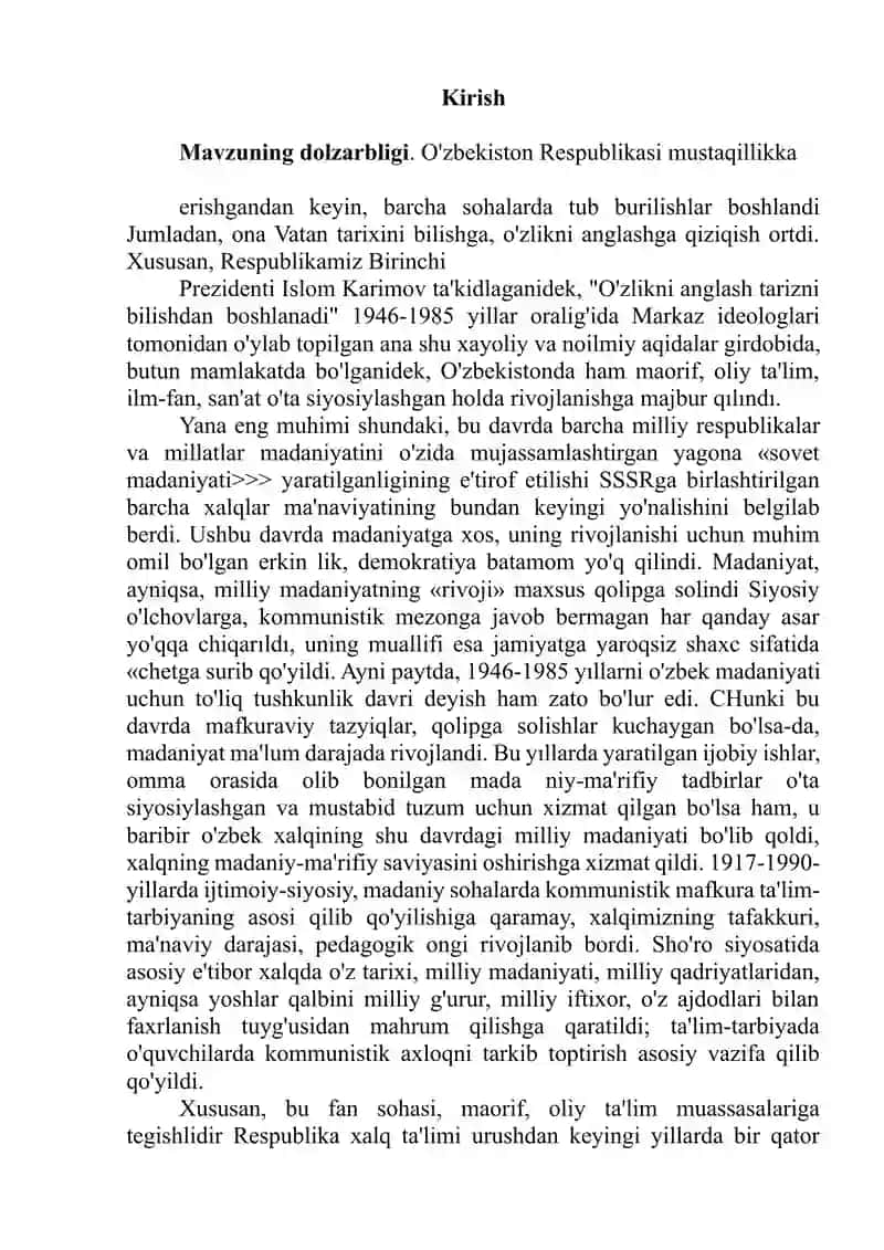 SOVET DAVRI TARIXINI O‘QITISH MUAMMOLARI  Kurs ishi 3