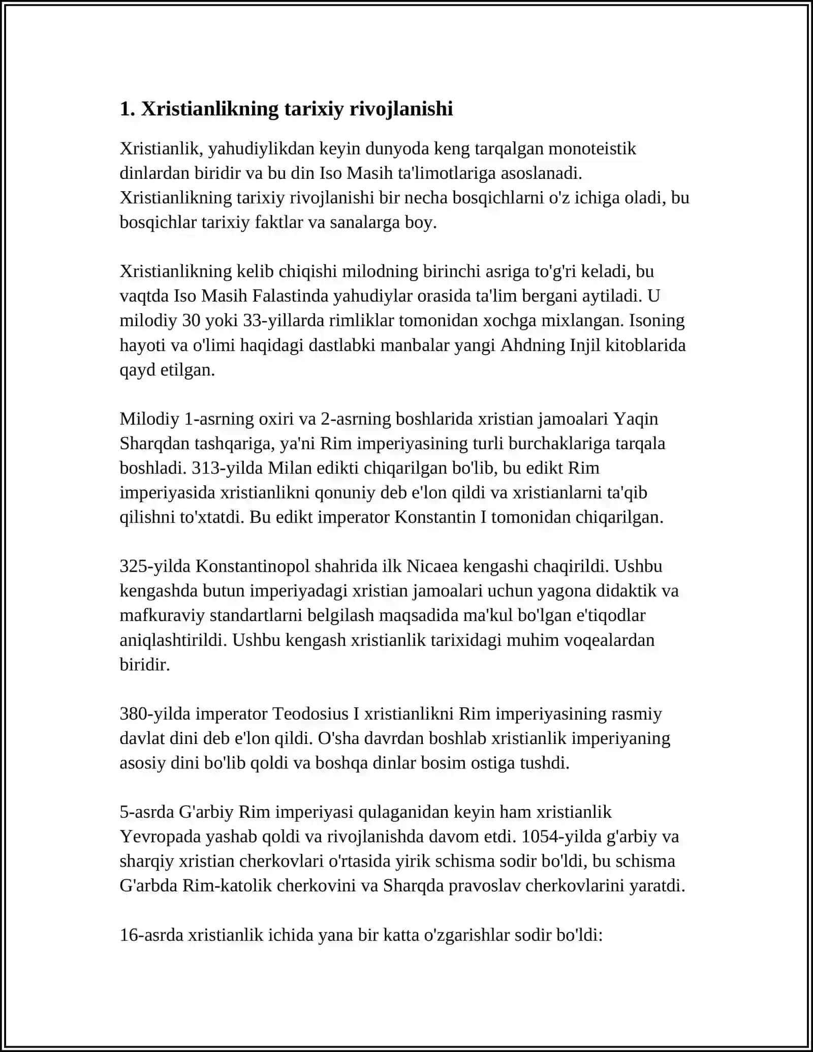 XRISTIANLIKNING JAHON DINI SIFATIDAGI MAQOMI 3