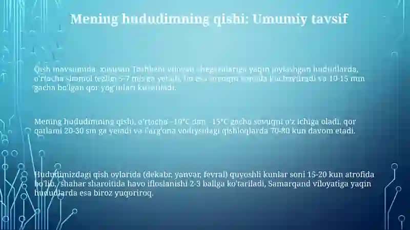 O'lkamda qish 3