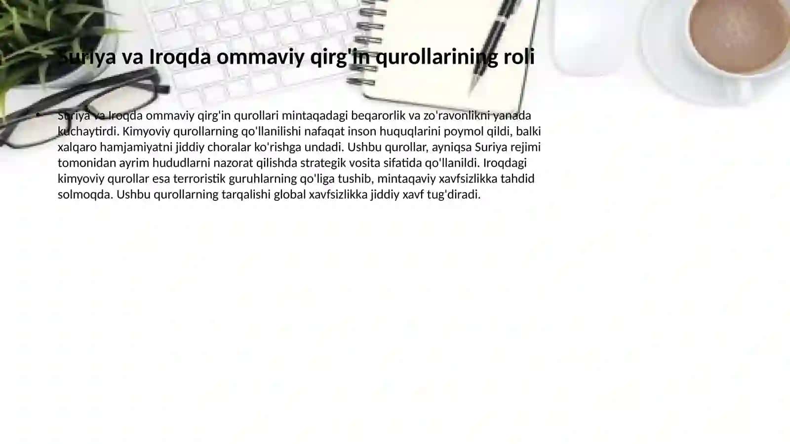 Halqaro terrorizm va ommaviy qirg'in qurollari. Kecha, bugun va erta, Suriya va Iroq misolida 3