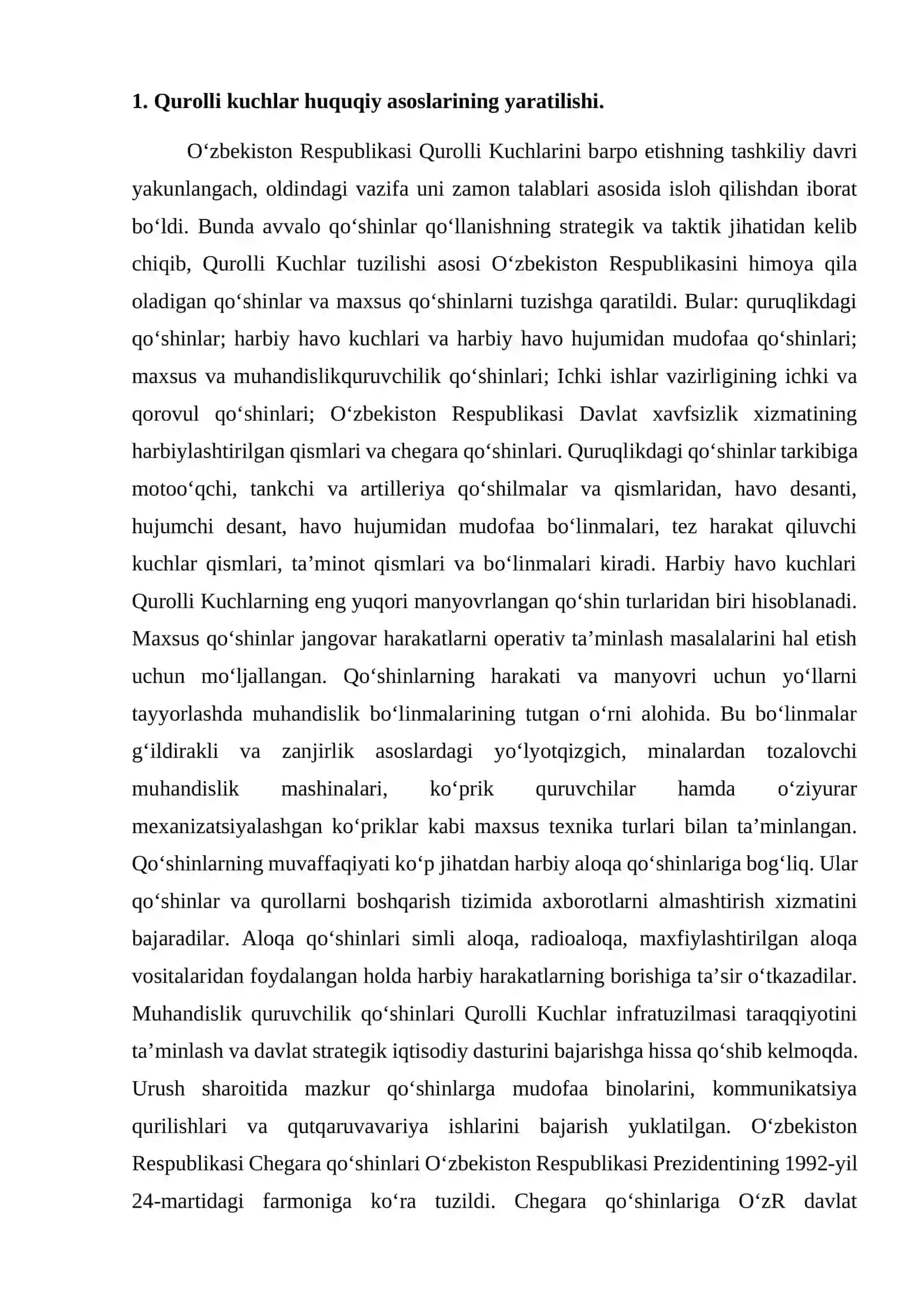 O‘zbekiston Respublikasida milliy armiyaning barpo etilishi va harbiy islohotlar 3