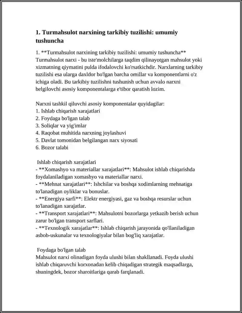 TURMAHSULOT NARXINING TARKIBIY TUZILISHI 3