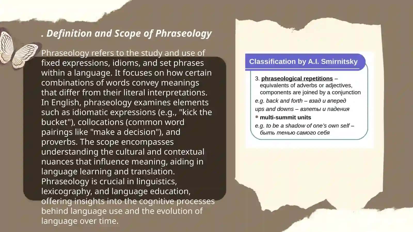 Phraseology. Phraseological units and their problems 3