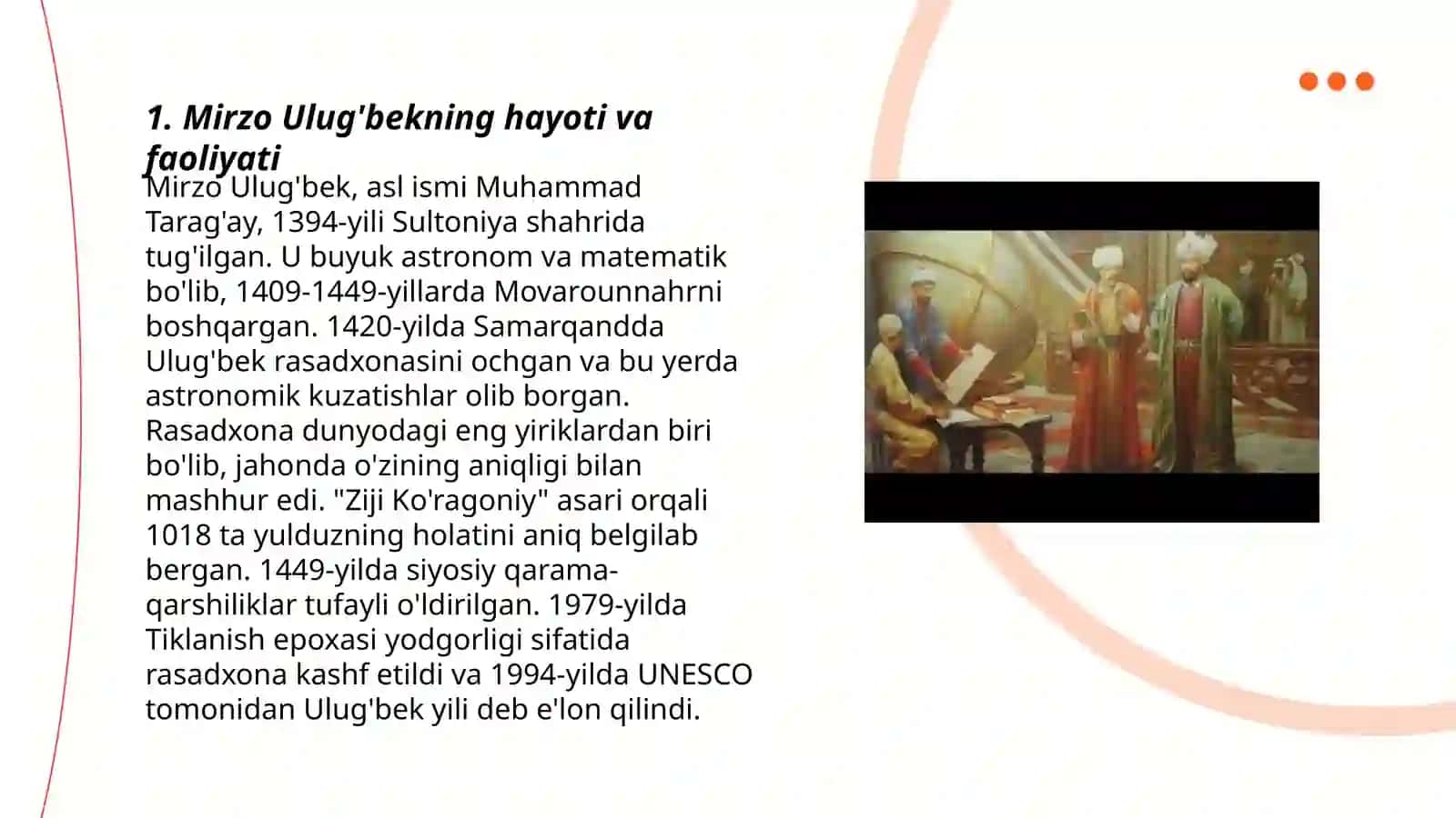 Mirzo Ulug'bek - davlat arbobi va buyuk olim 3
