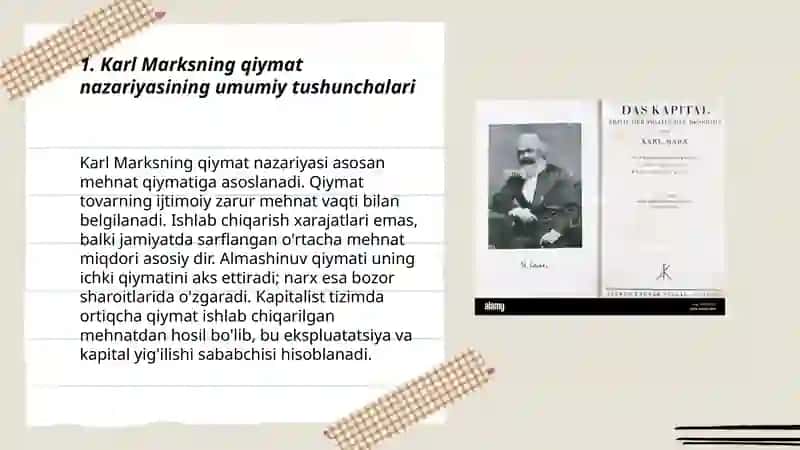 Iqtisodiy talimotlar tarixi fanining Karl Maksning qiymat nazariyasi haqida 3