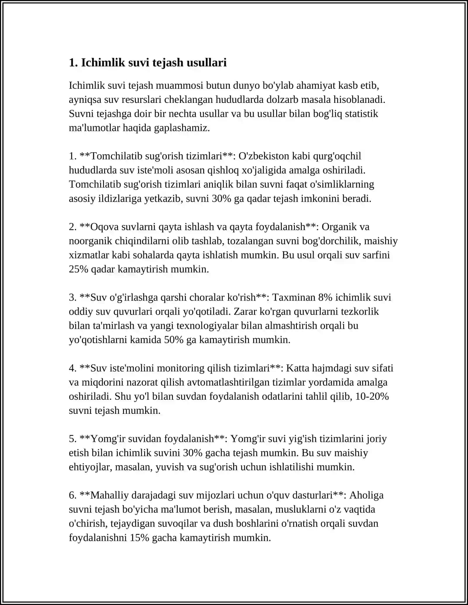 Mavzu: UMMON OLDIDA BO‘LSANG BIR TOMCHI SUVNI ISROF QILMA 3