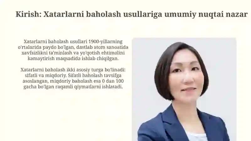 Xavflarni kvalifikatsiyalashning sonli, balli va boshqa uslublarini tahlil qilish 3