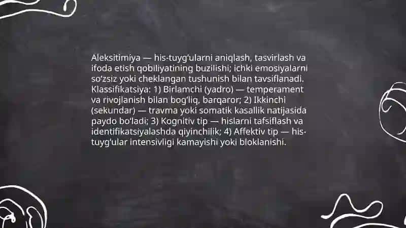 Aleksitimiya sabablari, belgilari. Aleksitimiya profilaktikasi va psixokorreksiyasi 3