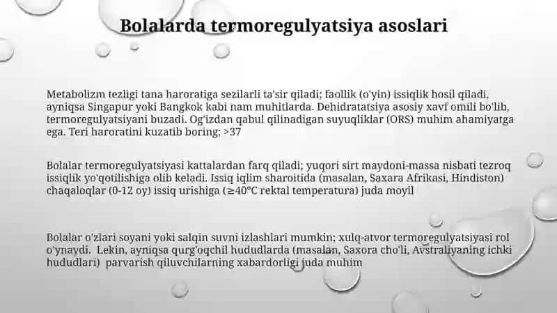 Issiqiqlim sharoitlarida bolalarning termoregulatsiyasi 3
