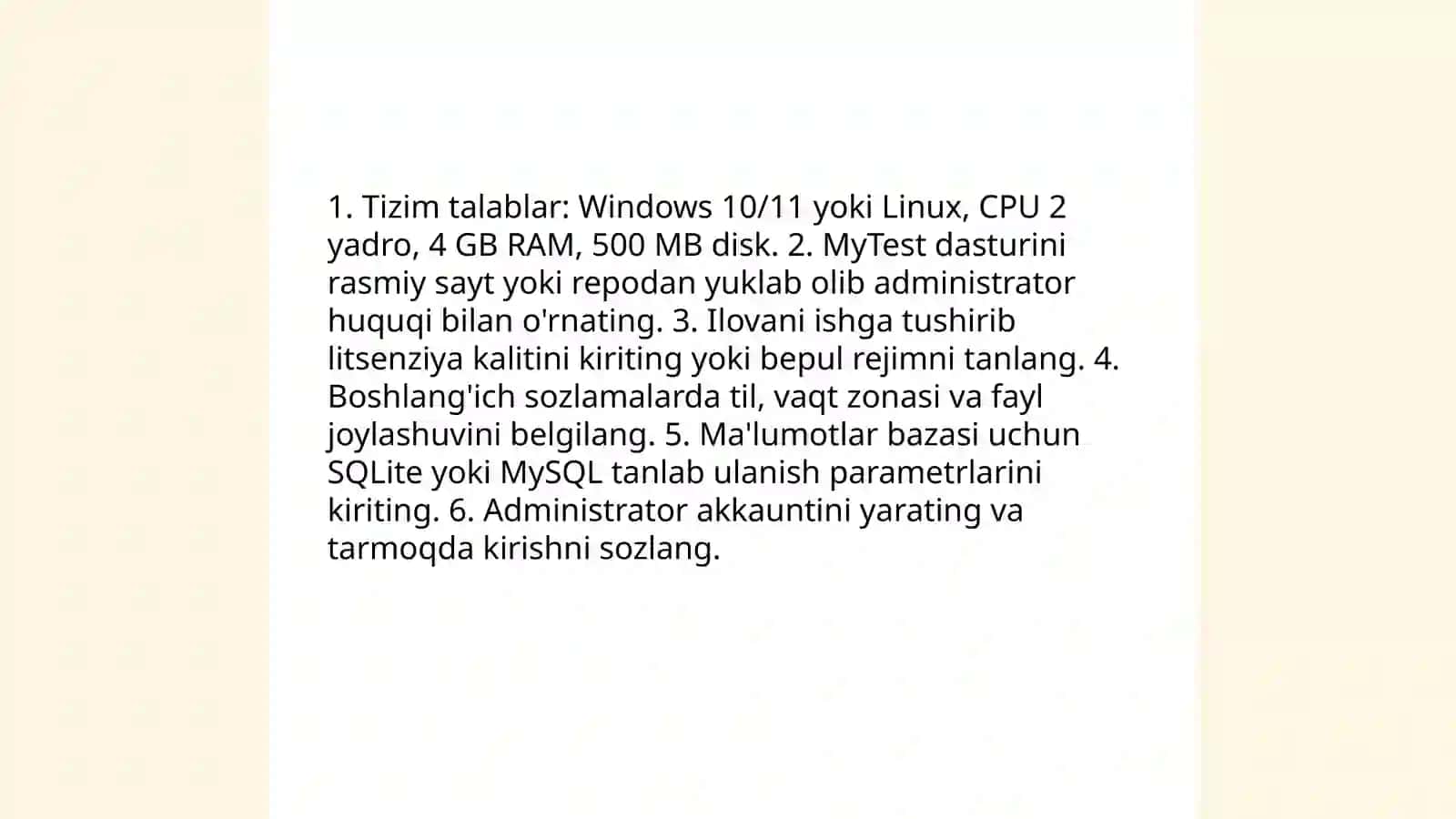 Mytest dasturi yordamida test yaratish va uni sozlash 3