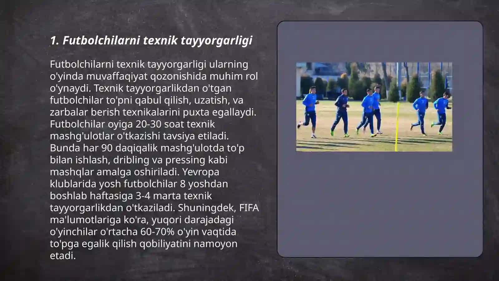 Futbolchikarni texnik-taktik tayyorgarligini tashkil etish xususiyati 3