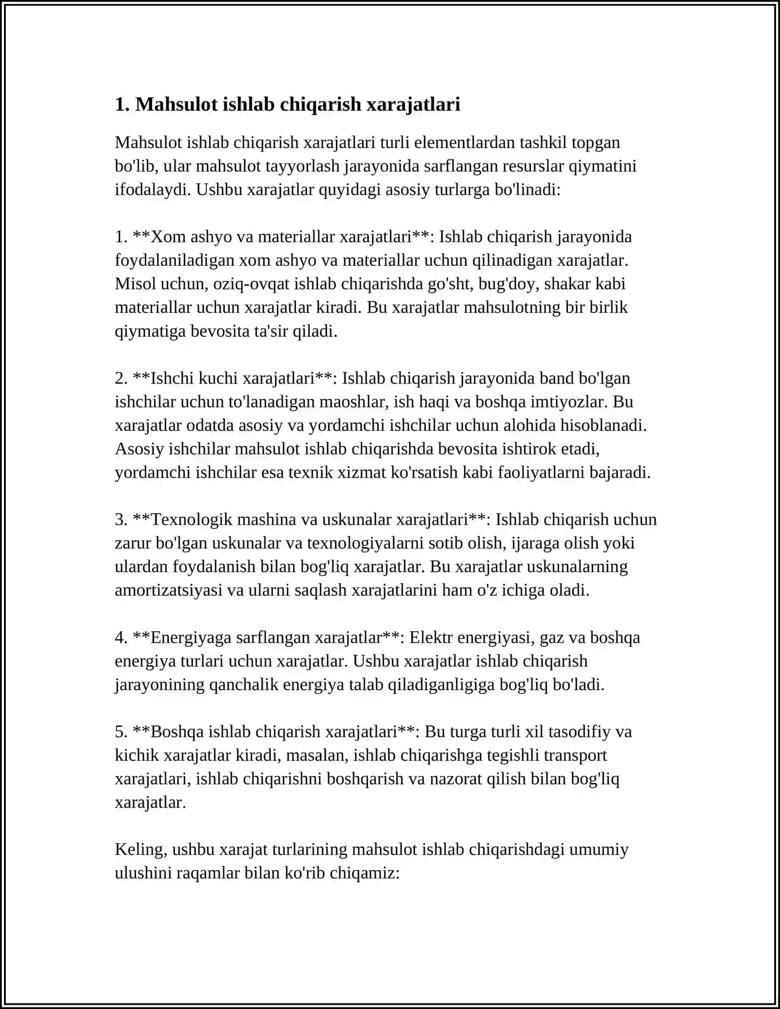 ISHLAB CHQARISH BILAN BOG'LIQ MODDIY HARAJATLAR 3