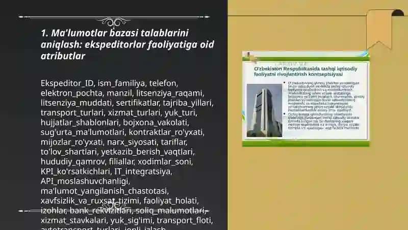 Tashqi iqtisodiy jarayonlarda ekspeditorlarning faoliyati haqida ma’lumotlar bazasini shakllantirish 3