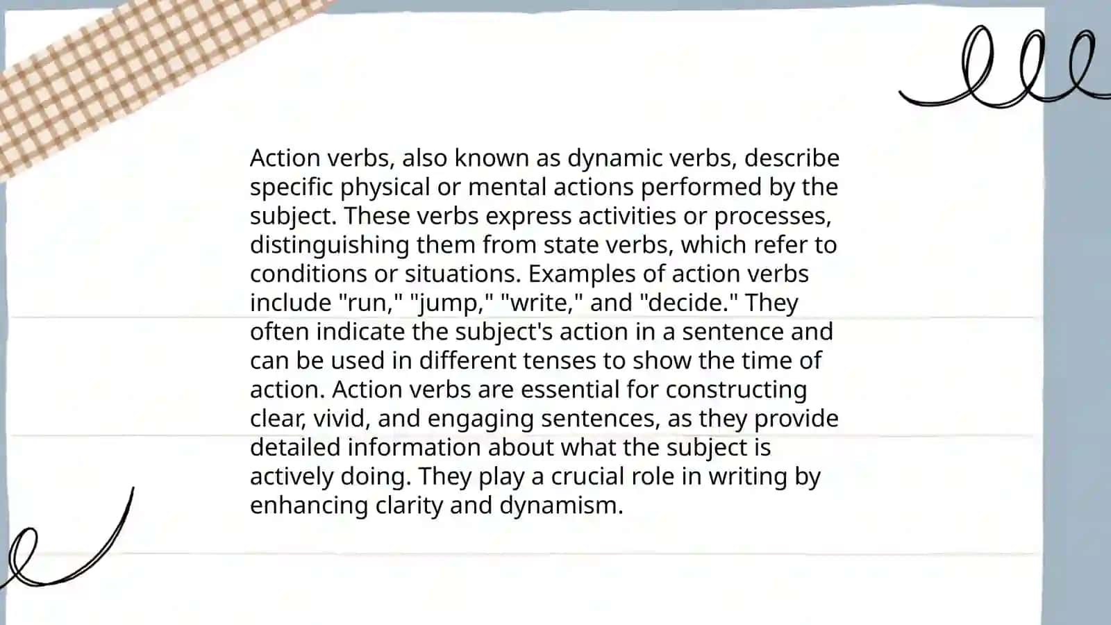 Action and non action verbs 3