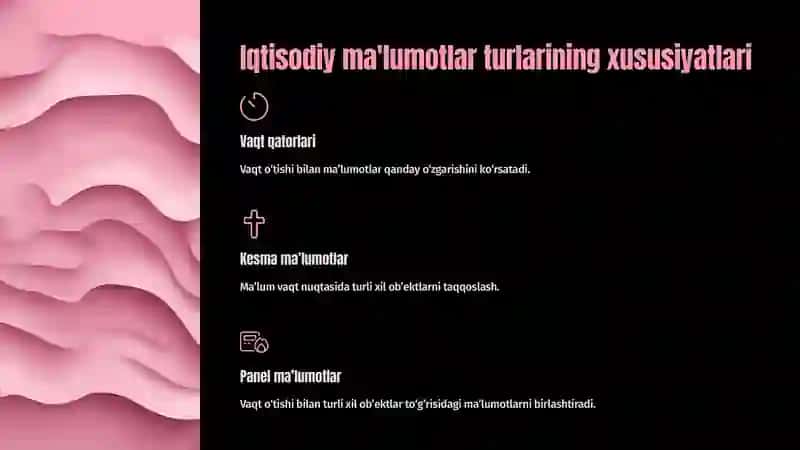Ekonometrik modellarni tuzishda qat'nashadi gan iqtisodiy ma'lumotlarga qo'yiladigan talablar 3