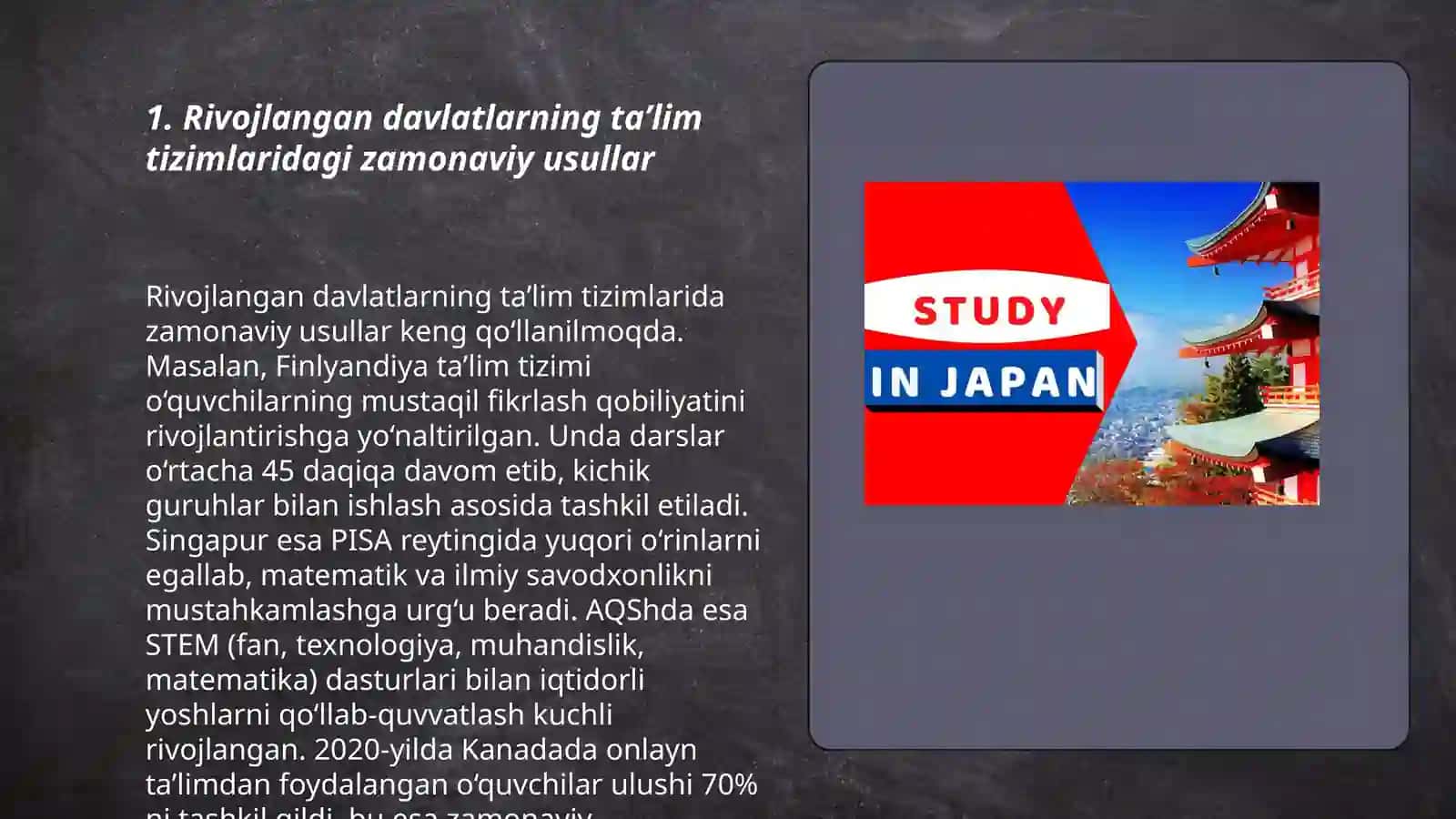 Rivojlangan davlatlarda (AQSH,Singapur,Yaponiya,Janubiy Koreya) taʼlim tizimi 3