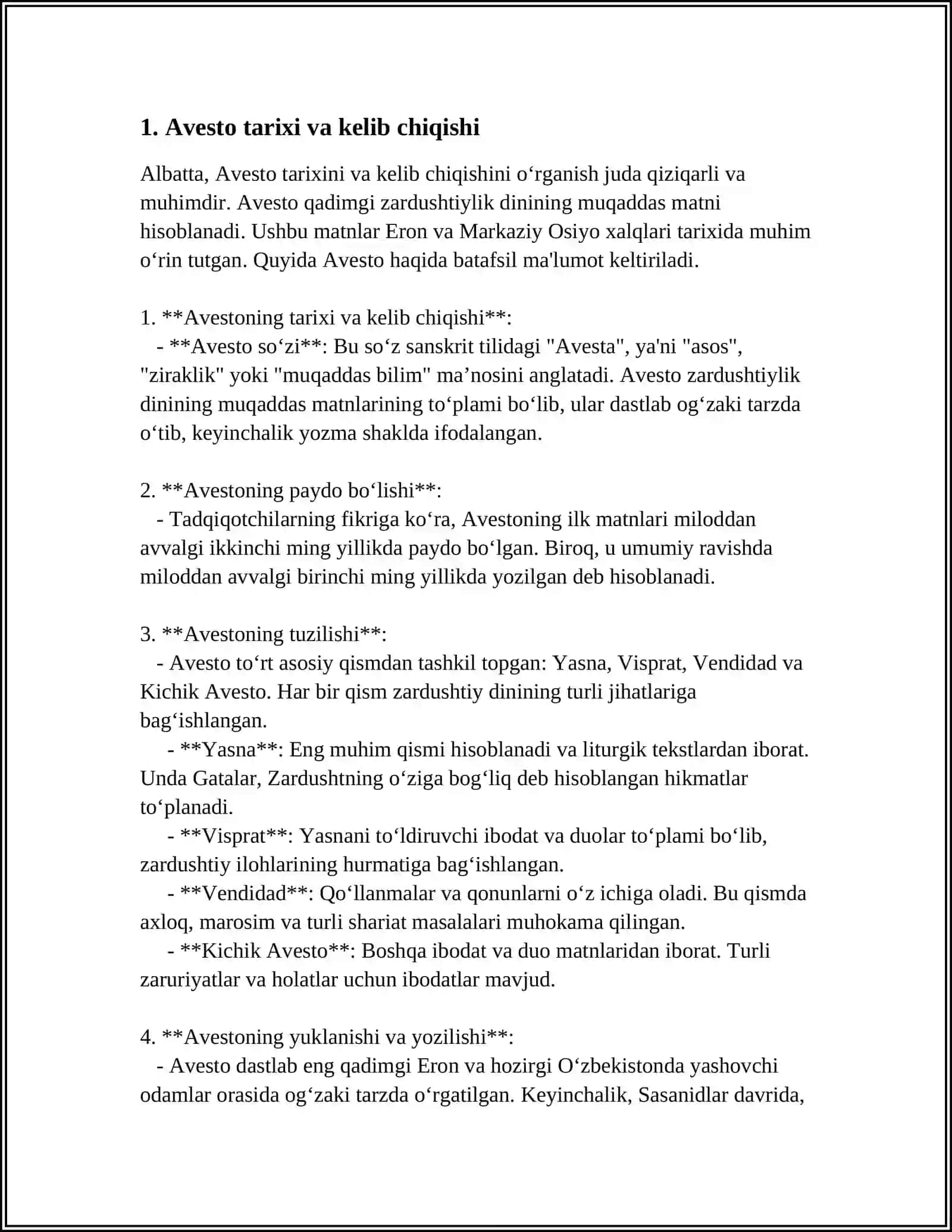 AVESTO – VATANIMIZ TARIXINI O‘RGANISHDA MUHIM MANBA 3