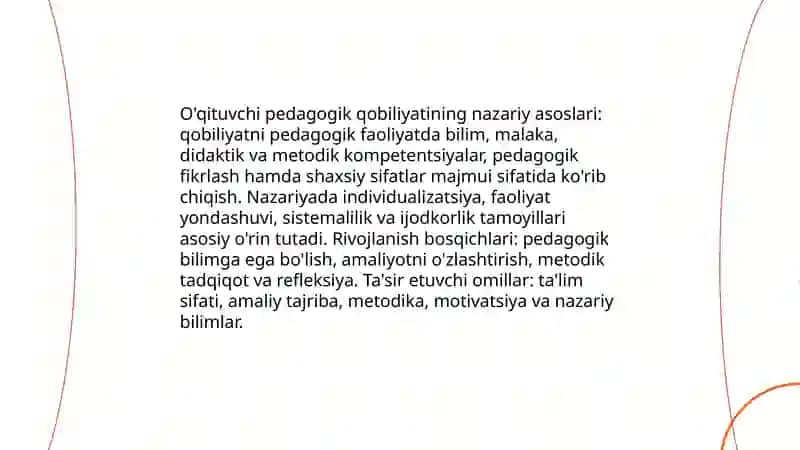 O'qituvchi pedagogik qobilyatining asosiy sifatlari va etakchi Jumayeva Saida Ro'zimurodovna 3