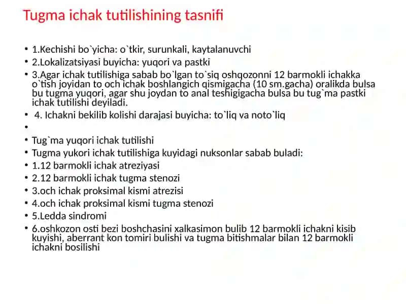Agarda bolada ichak tutilishlarining sababi embrional rivojlanish davrida paydo bo`lgan nuqson 3