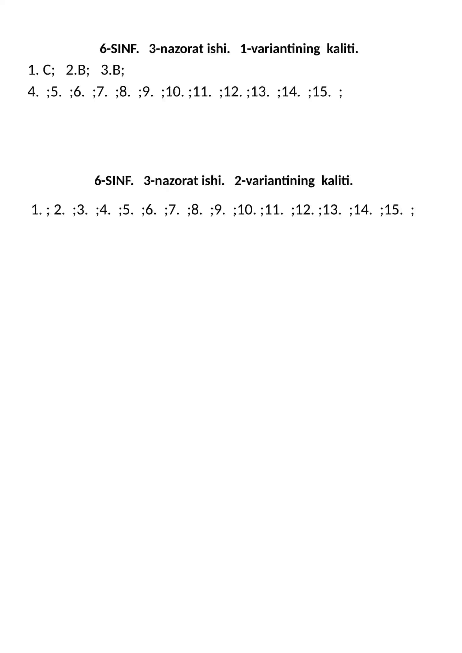 6-SINF. 3-nazorat ishi. 1-variant Test matni 3