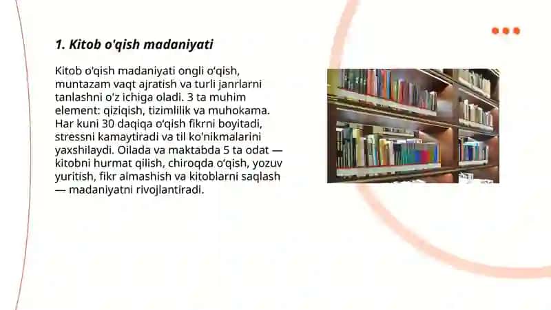 Kitob o'qish madaniyati 3