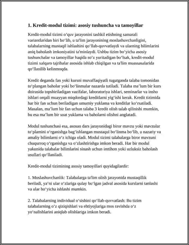 KREDIT-MODUL TIZIMIDA ÒQUV JARAYONINING TASHKIL ETILISHI 3
