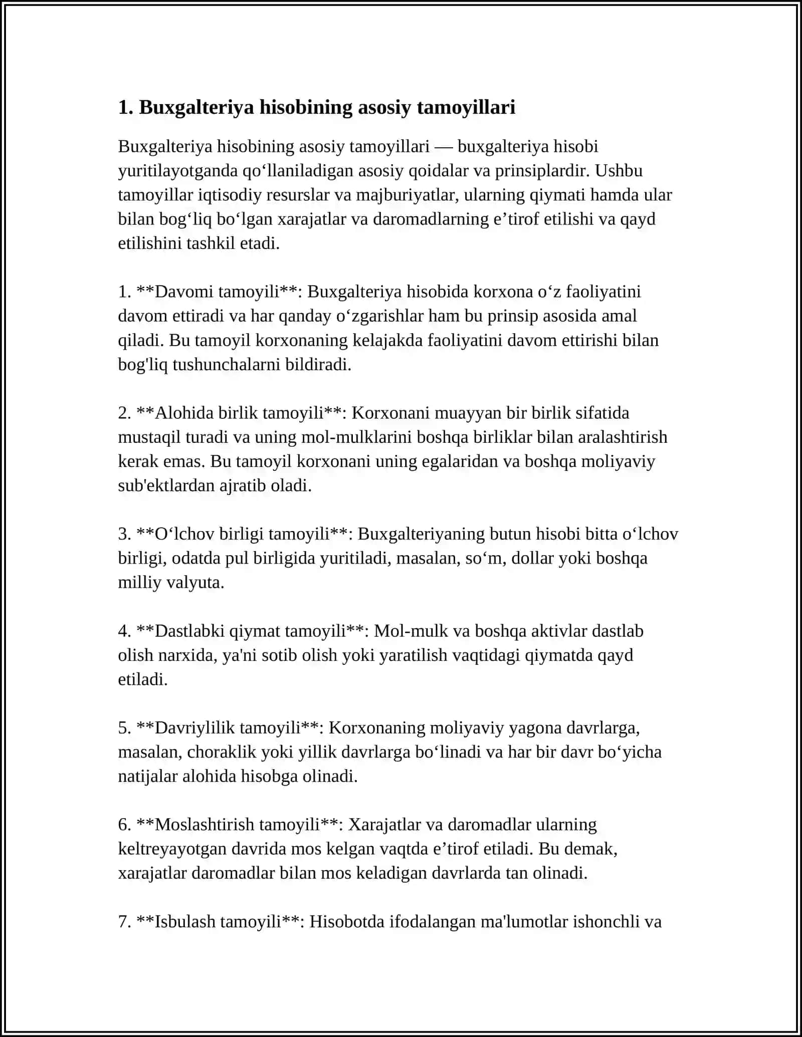 MUSTAQIL ISH Mavzu: BUXGALTERIYA HISOBINI TASHKIL ETISH VA HISOB SIYOSATI 3