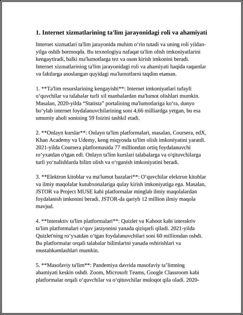 TA'LIM JARAYONINI TASHKIL ETISHDA INTERNET XIZMATLARIDAN FOYDALANISH 3