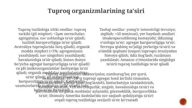 Tuproq tuzilishi va ta'siri 3