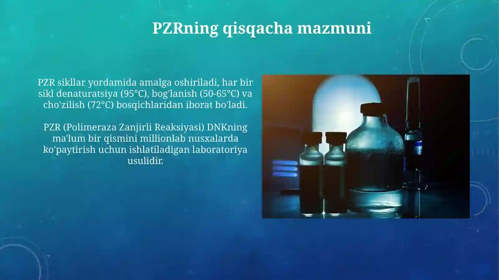 PZR va restriksiya maxsulotlarini gel-elektroforez usuli yordamida vizualizatsiya qilish 3