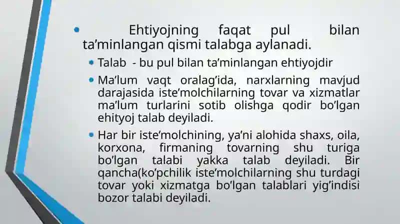 E’LASTIK TALABNING NARX VA DAROMADGA BOG’LIQLIGI 3