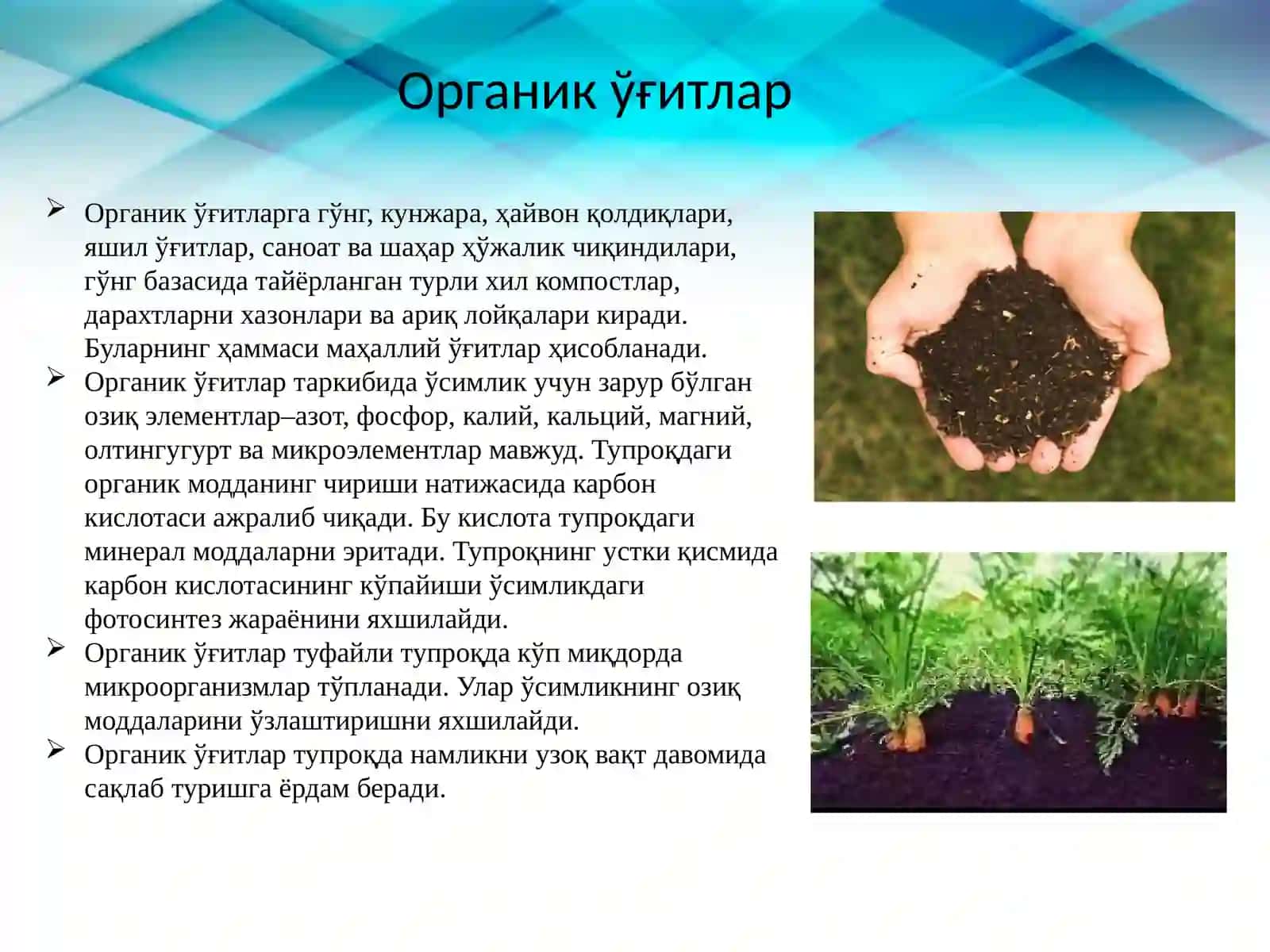 Органик ўҒитлар 3