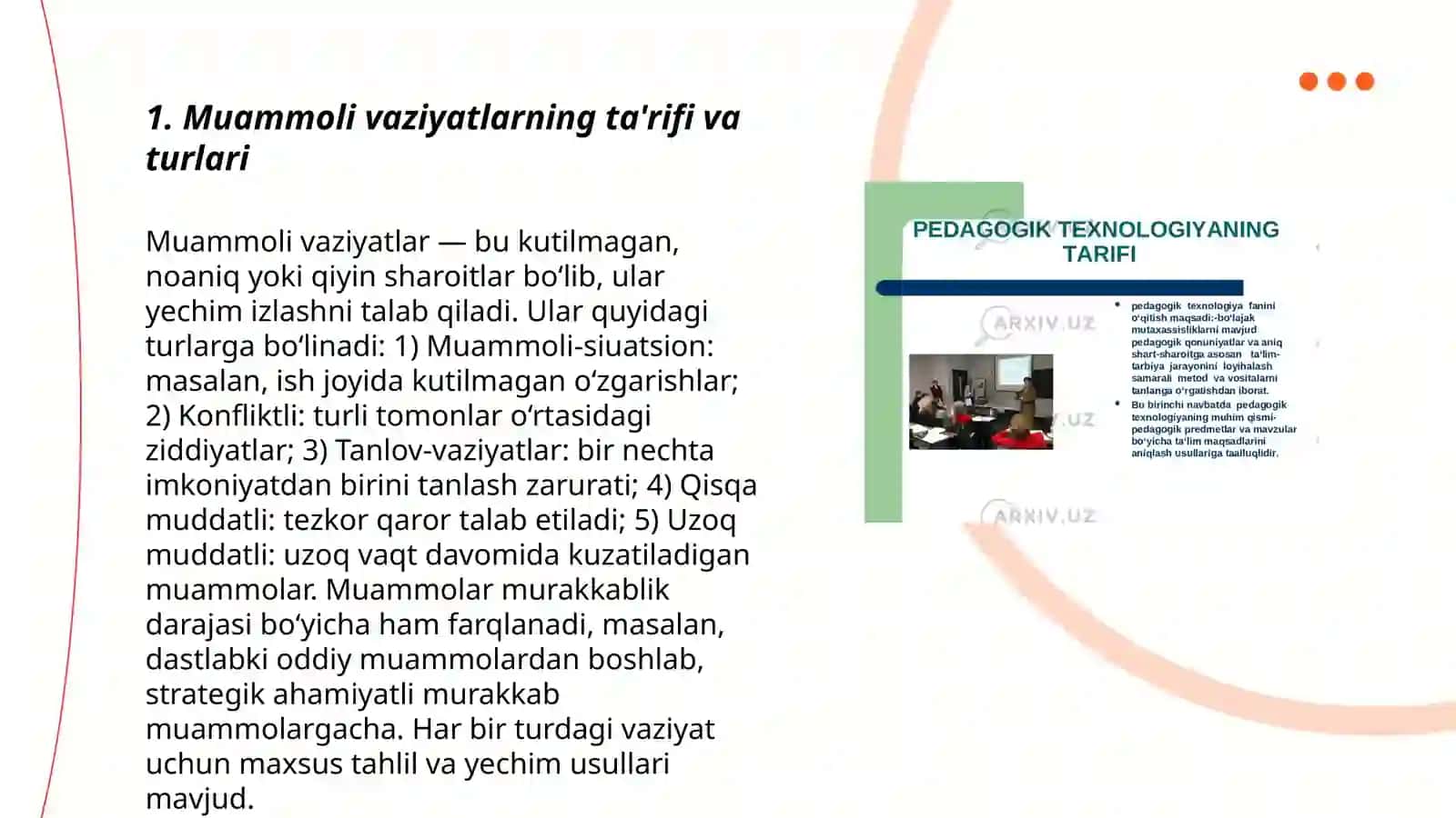Pedagogik faoliyatda muommoli vaziyatlar 3