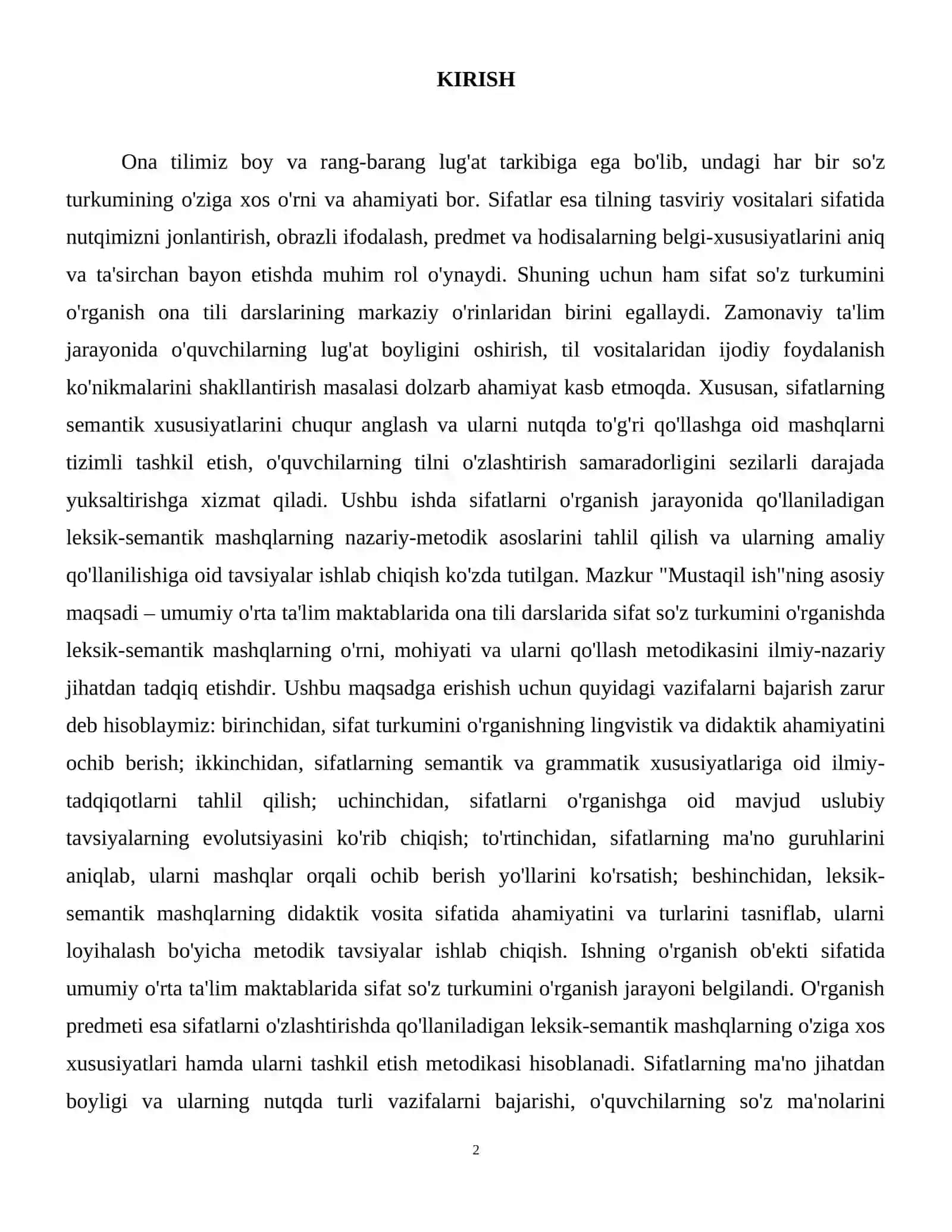 Sifat sòz turkumini òrganishdagi leksik semantik mashqlar 3