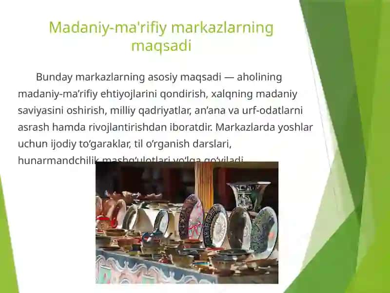 Madaniy-ma'rifiy markaz binolari haqida umumiy ma'lumotlar 3