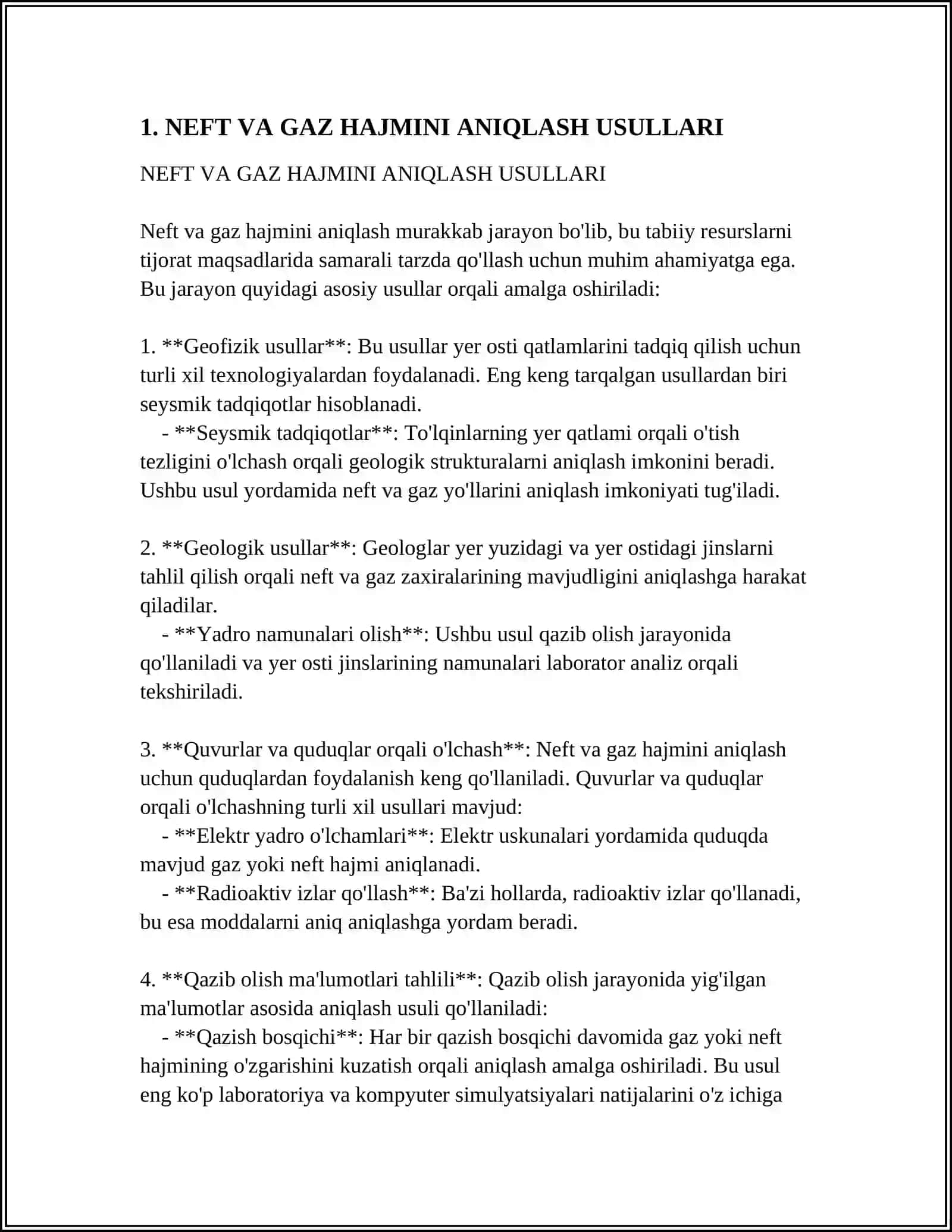 NEFT VA GAZ HAJMIY METOD BOʻYICHA HISOBLASH SHARQIY ISPAN METODI BOʻYICHA 3