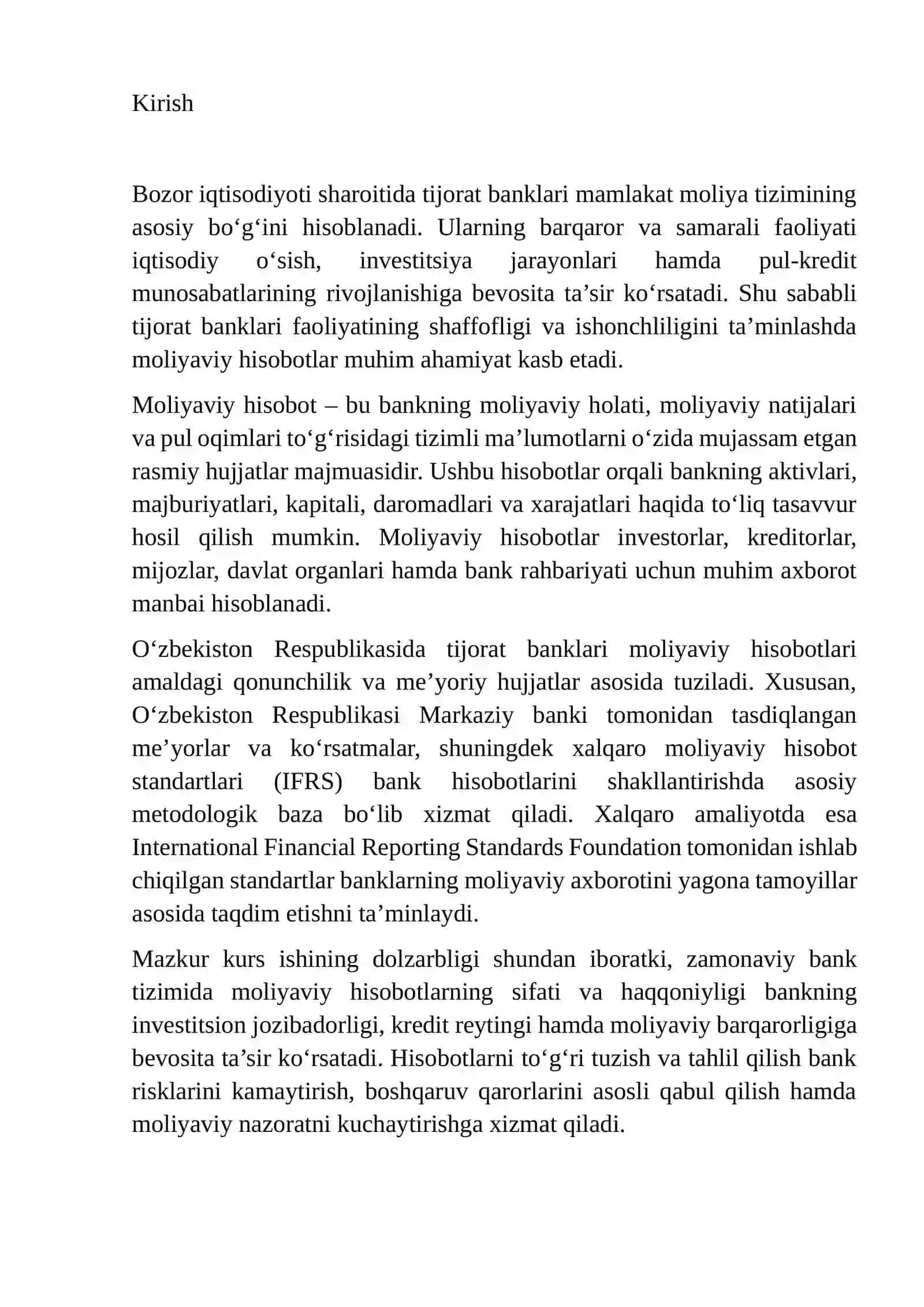 Tijorat banklari tomonidan tayyorlanadigan moliyaviy hisobotlarni turlari va ularni tuzish tartibi 3