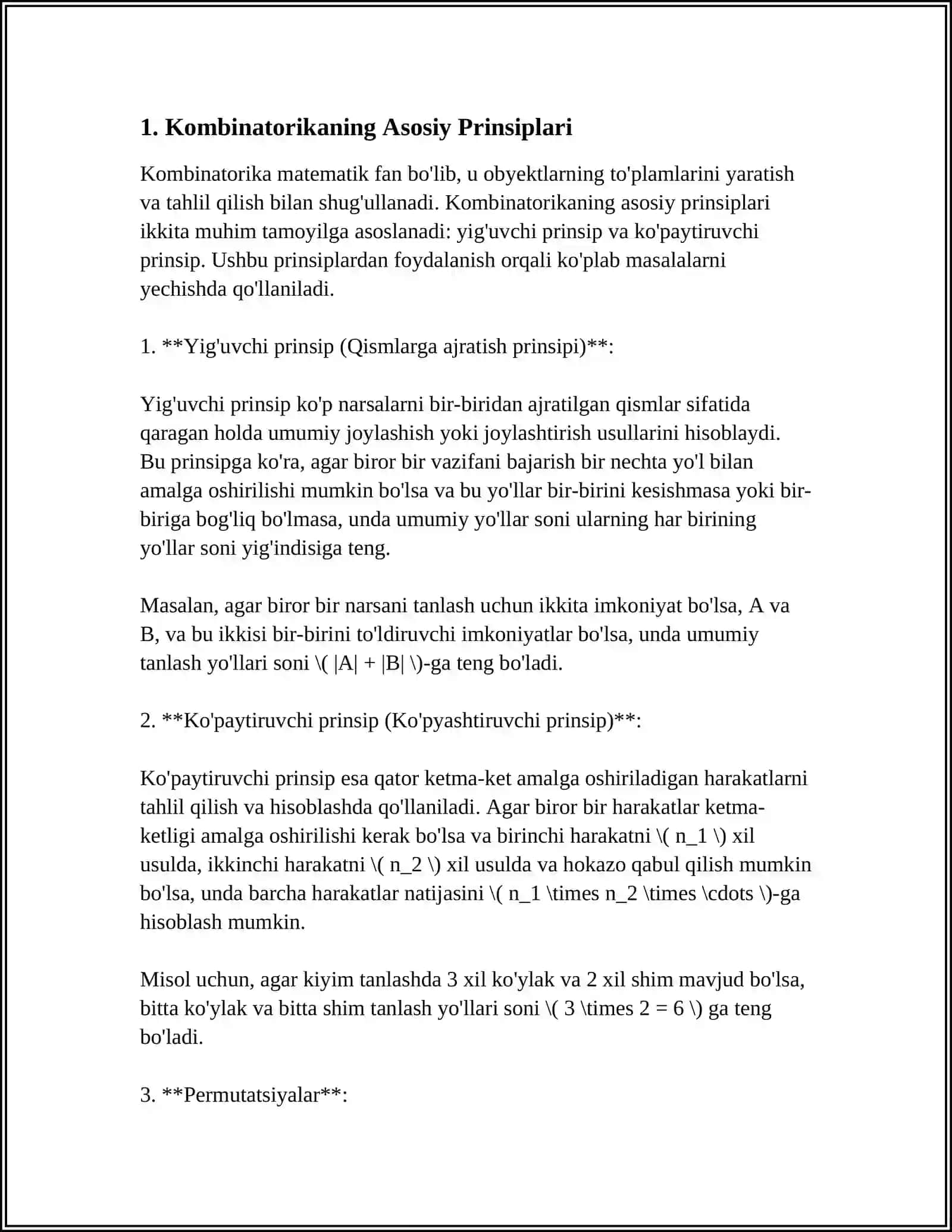 Kombinatorika Asosiy Prinsiplari 3