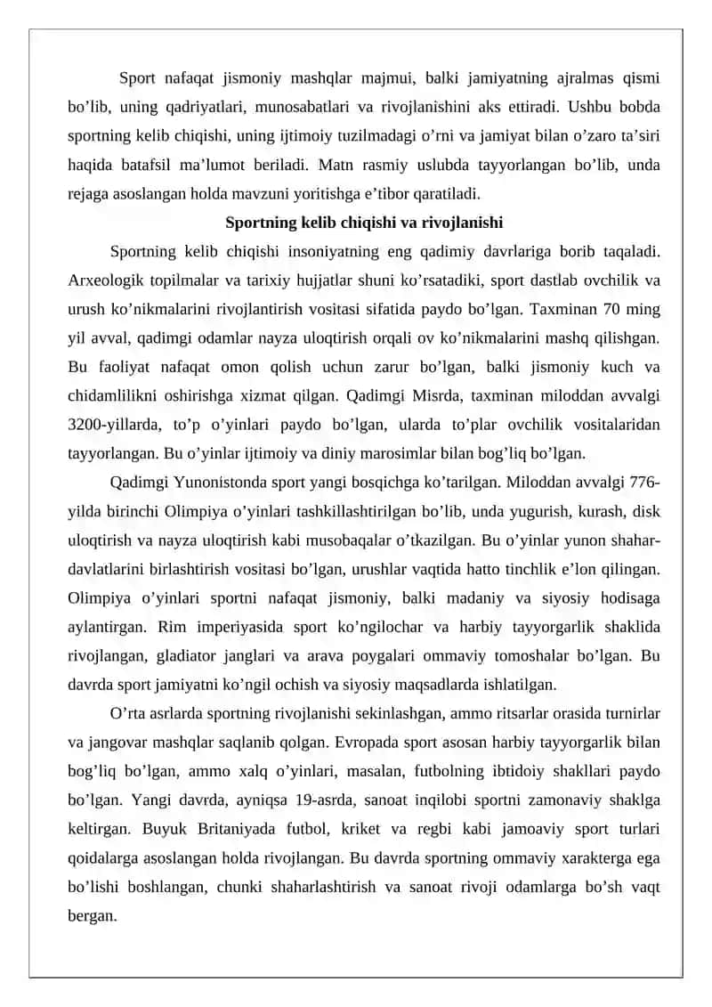 Sportning ijtimoiy hayotdagi o’rni 3
