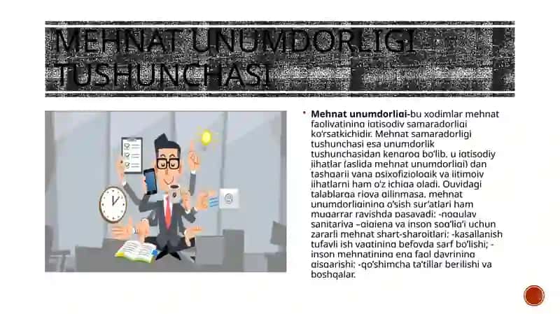 Mehnat unumdorligi va uni oshirish omillari va ko'rsatkichlari 3