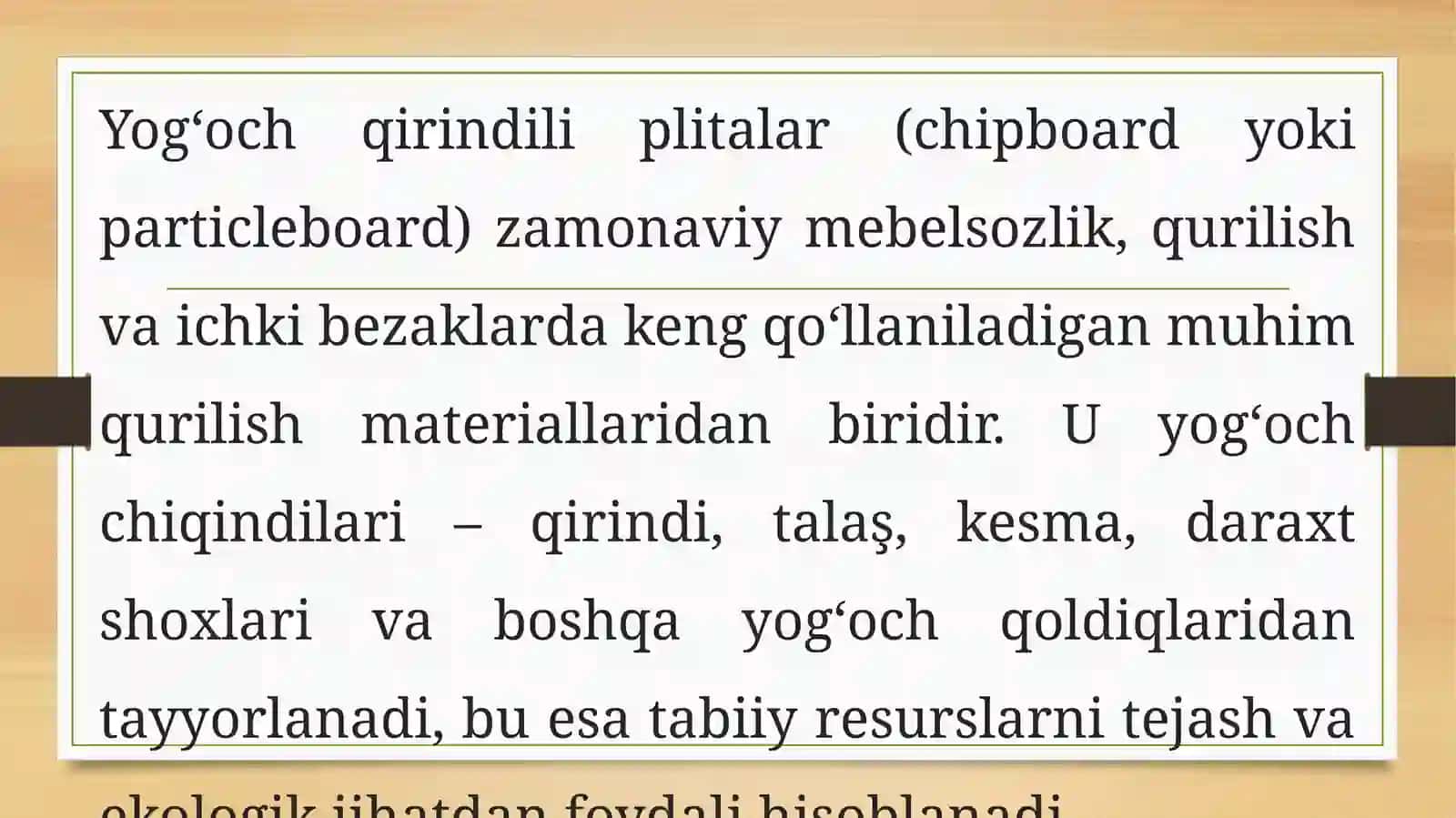 Yog'och qirindili plitalar ishlab chiqarish texnologiyasi 3