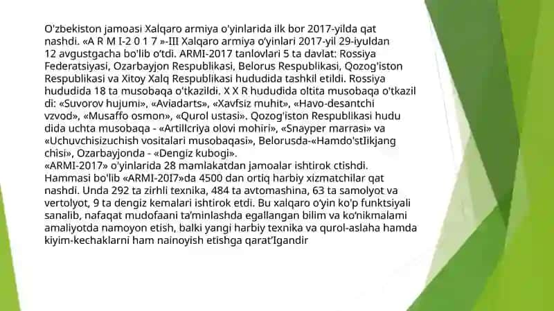 2017-2024 yillar O'zbekiston milliy armiyasining mustahkamlanishi va islohotlar 3