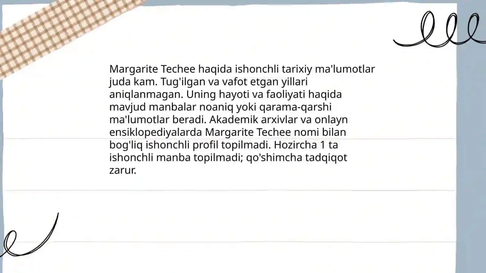 Jaxon tarixdan Margarite Techee: hayoti va qisqacha biografiyasi 3