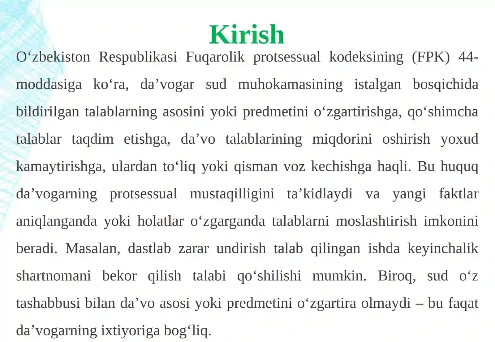 O‘zbekiston Respublikasi Fuqarolik protsessual kodeksi 3