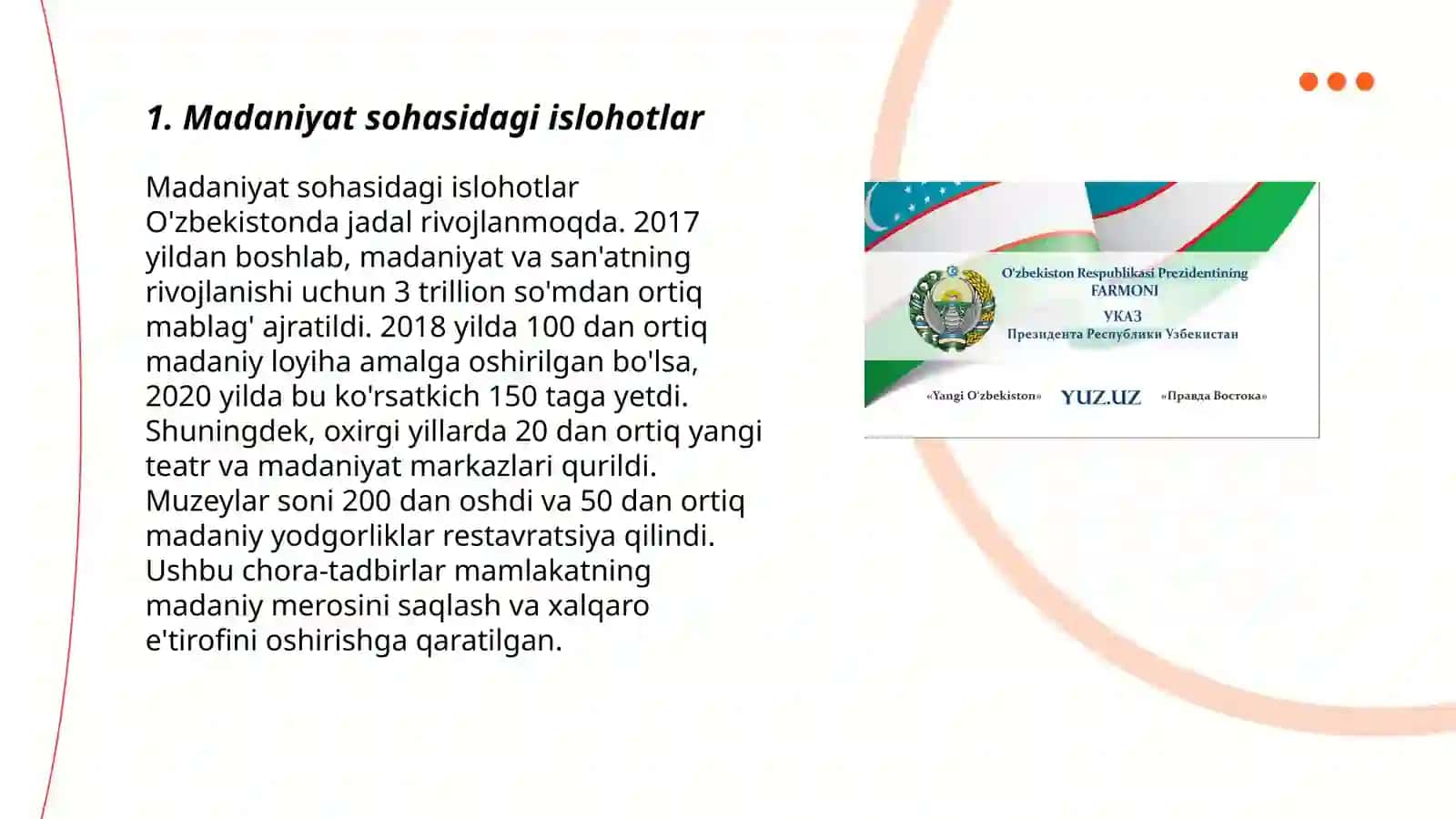 Madaniyat sohasidagi islohotlar 3