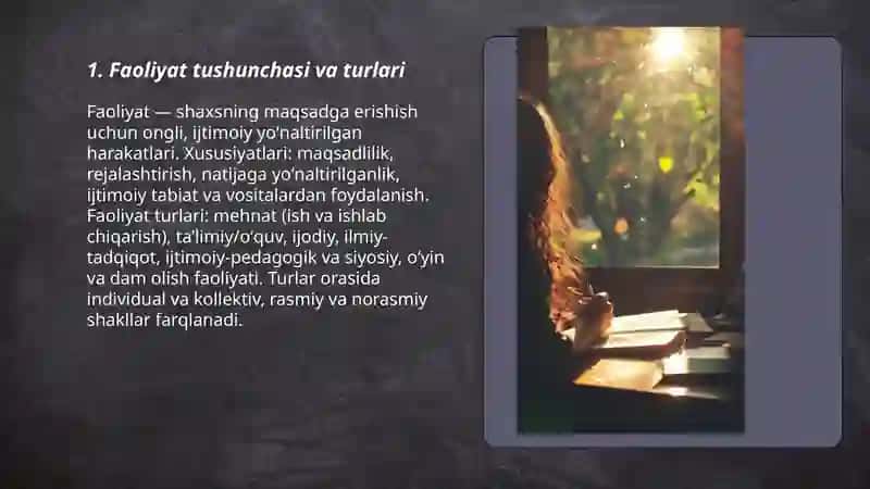 Faoliyat Tushunchasi va Turlari 3